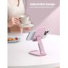 imageLamicall Cell Phone Stand for Desk  Height Adjustable Foldable Mobile Phone Holder Portable Stand for iPhone 16 15 14 13 12 11 Pro Max Plus Galaxy S25 S24 All Cellphones Office AccessoriesPink