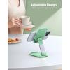 imageLamicall Cell Phone Stand for Desk  Height Adjustable Foldable Mobile Phone Holder Portable Stand for iPhone 16 15 14 13 12 11 Pro Max Plus Galaxy S25 S24 All Cellphones Office AccessoriesLight Green