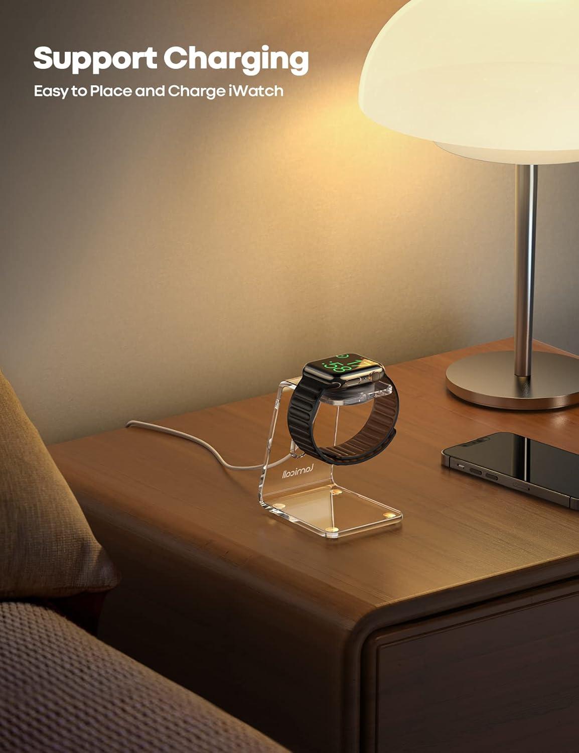 imageAcrylic Watch Stand for Apple Watch Charger  Lamicall Desk Watch Charging Dock Transparent Clear iWatch Charger Holder Nightstand Fit for All Apple Watch Series SE Ultra 10987654321