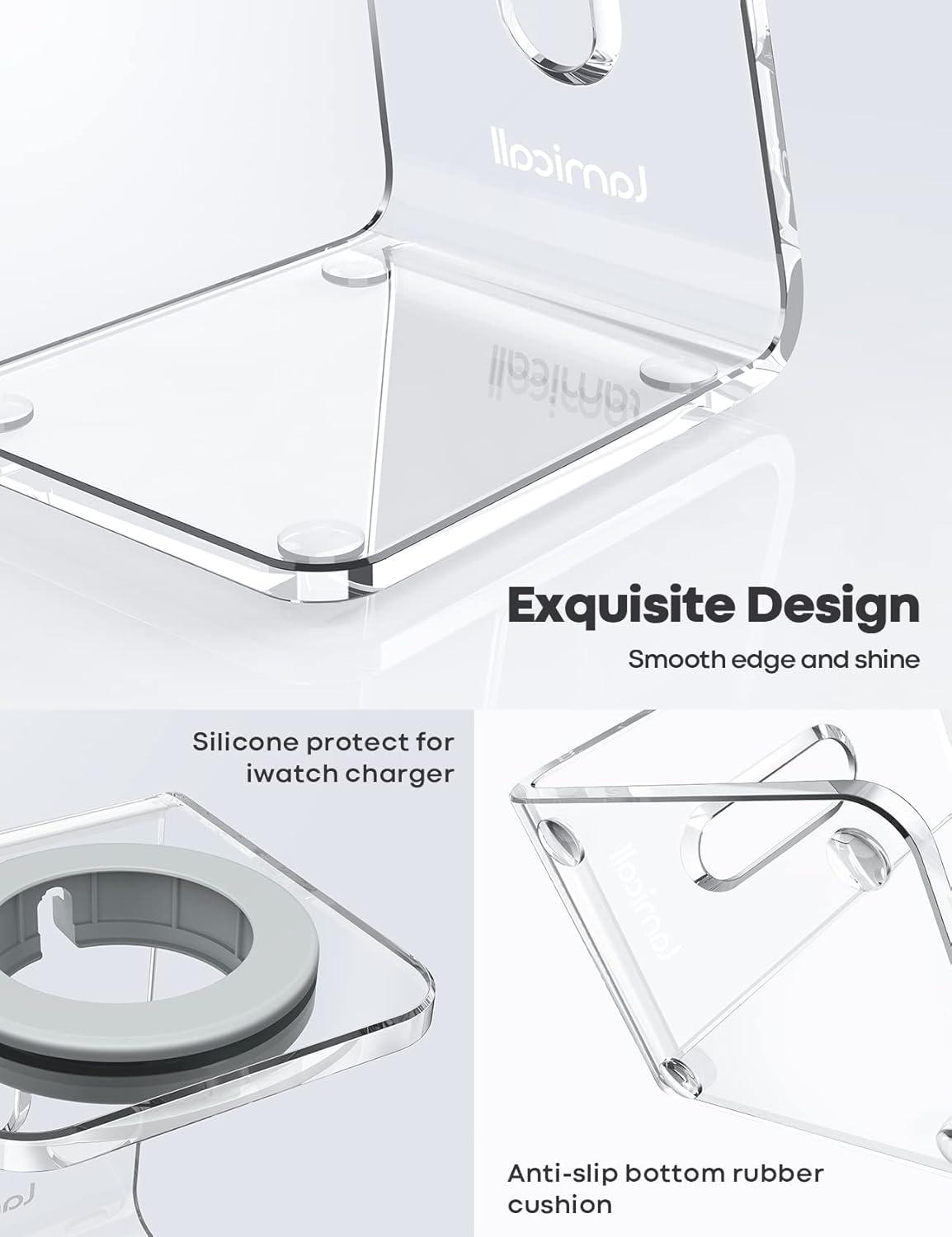 imageAcrylic Watch Stand for Apple Watch Charger  Lamicall Desk Watch Charging Dock Transparent Clear iWatch Charger Holder Nightstand Fit for All Apple Watch Series SE Ultra 10987654321