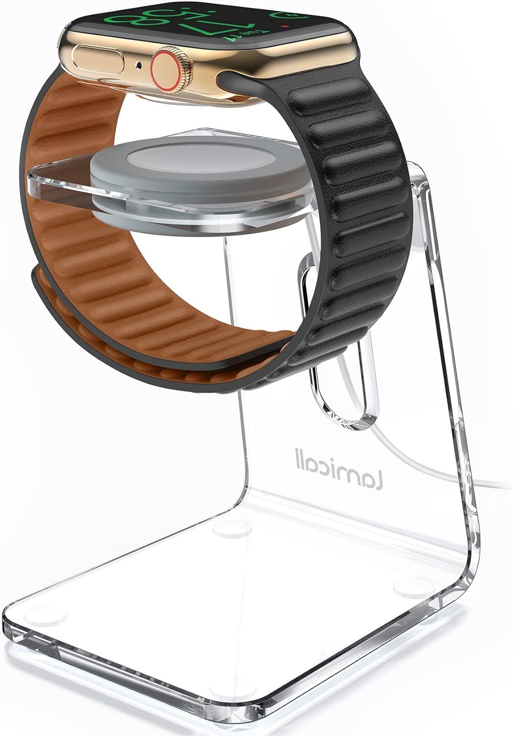 imageAcrylic Watch Stand for Apple Watch Charger  Lamicall Desk Watch Charging Dock Transparent Clear iWatch Charger Holder Nightstand Fit for All Apple Watch Series SE Ultra 10987654321