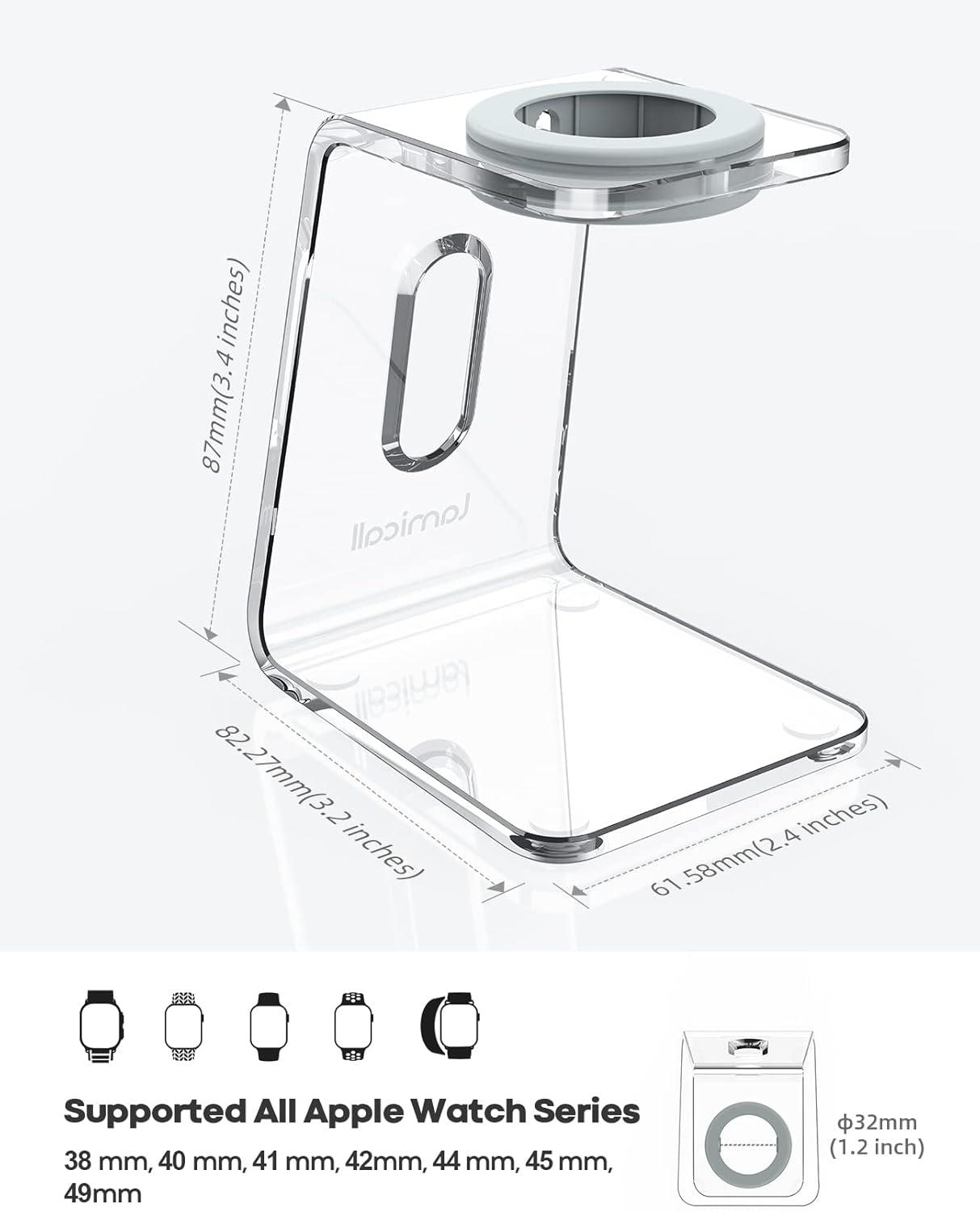 imageAcrylic Watch Stand for Apple Watch Charger  Lamicall Desk Watch Charging Dock Transparent Clear iWatch Charger Holder Nightstand Fit for All Apple Watch Series SE Ultra 10987654321