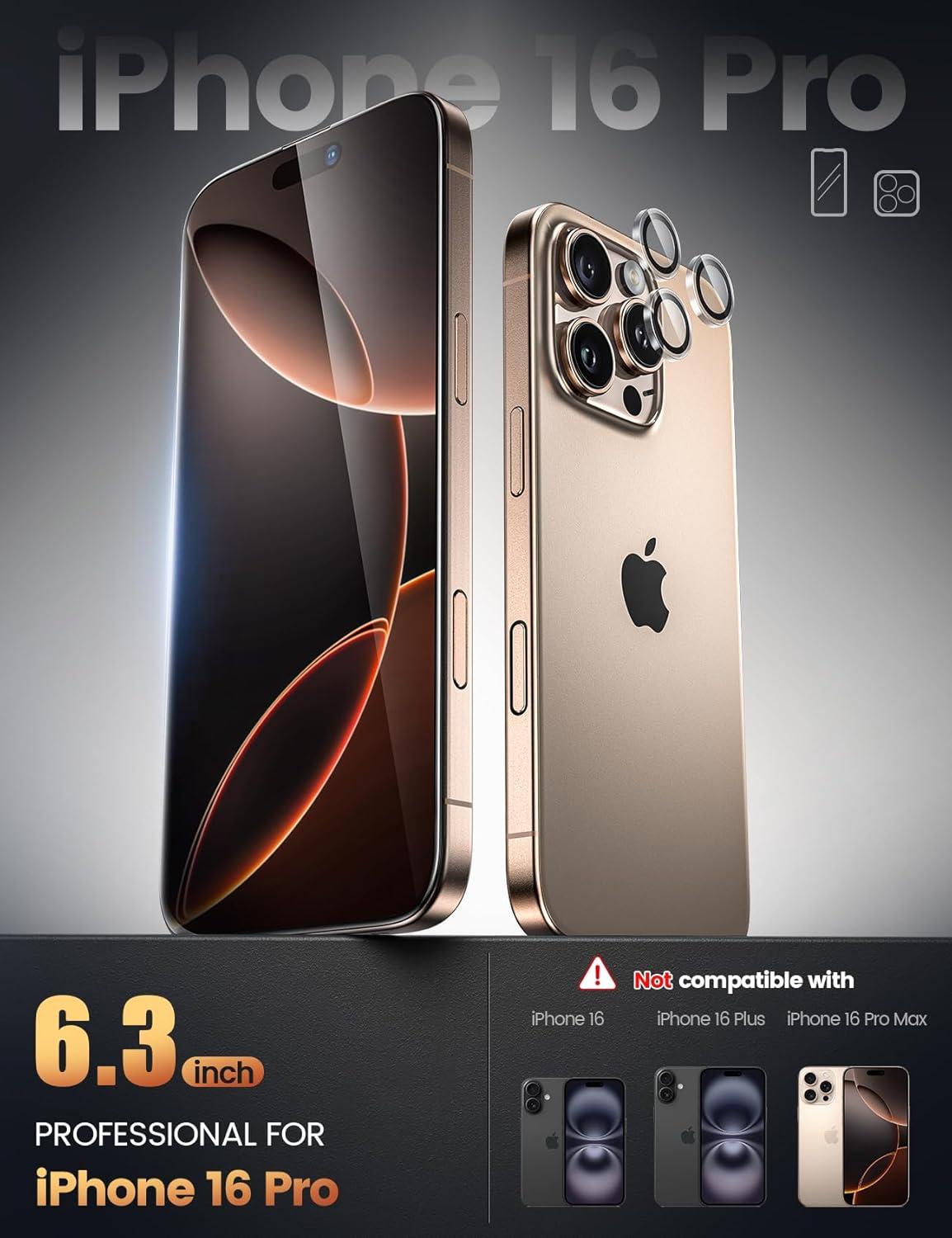 imageLamicall 22 for iPhone 16 Pro Max Screen Protector 69quot with Camera Lens Protector Top 9H Tempered Glass Film Easy Alignment AntiScratch 0 Bubbles HD Clear for iPhone 16 Pro Max  2Pack16 Pro63