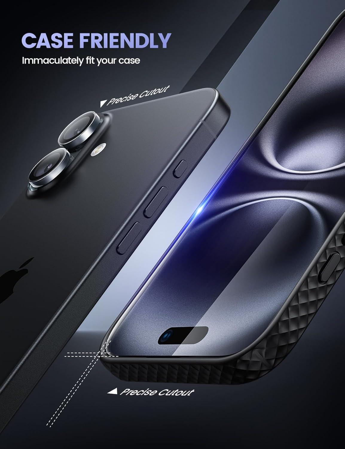 imageLamicall 22 for iPhone 16 Pro Max Screen Protector 69quot with Camera Lens Protector Top 9H Tempered Glass Film Easy Alignment AntiScratch 0 Bubbles HD Clear for iPhone 16 Pro Max  2Pack16 Plus67