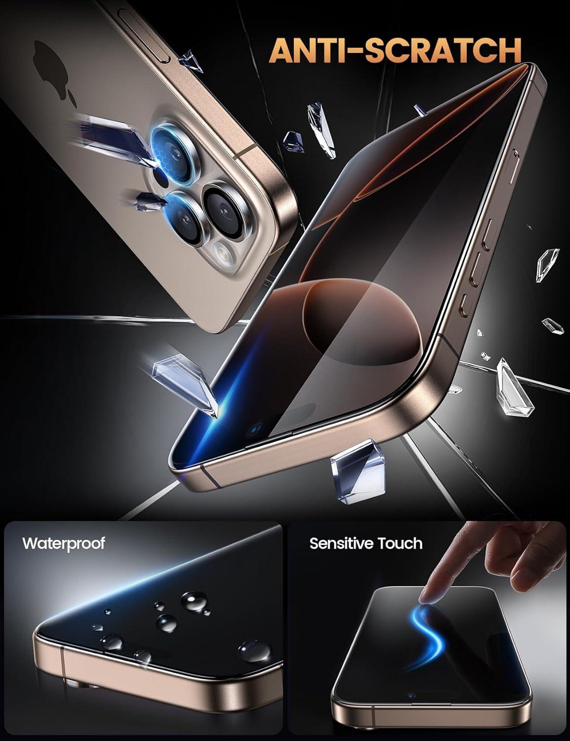 imageLamicall 22 for iPhone 16 Pro Max Screen Protector 69quot with Camera Lens Protector Top 9H Tempered Glass Film Easy Alignment AntiScratch 0 Bubbles HD Clear for iPhone 16 Pro Max  2Pack16 Pro63
