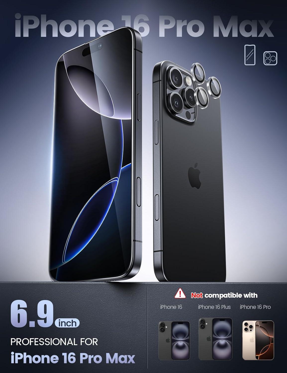 imageLamicall 22 for iPhone 16 Pro Max Screen Protector 69quot with Camera Lens Protector Top 9H Tempered Glass Film Easy Alignment AntiScratch 0 Bubbles HD Clear for iPhone 16 Pro Max  2Pack16 Pro Max69