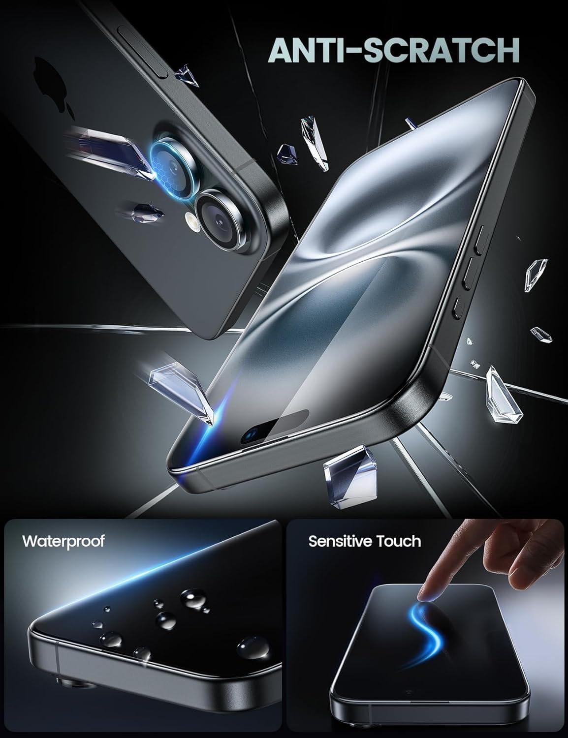 imageLamicall 22 for iPhone 16 Pro Max Screen Protector 69quot with Camera Lens Protector Top 9H Tempered Glass Film Easy Alignment AntiScratch 0 Bubbles HD Clear for iPhone 16 Pro Max  2Pack16 61