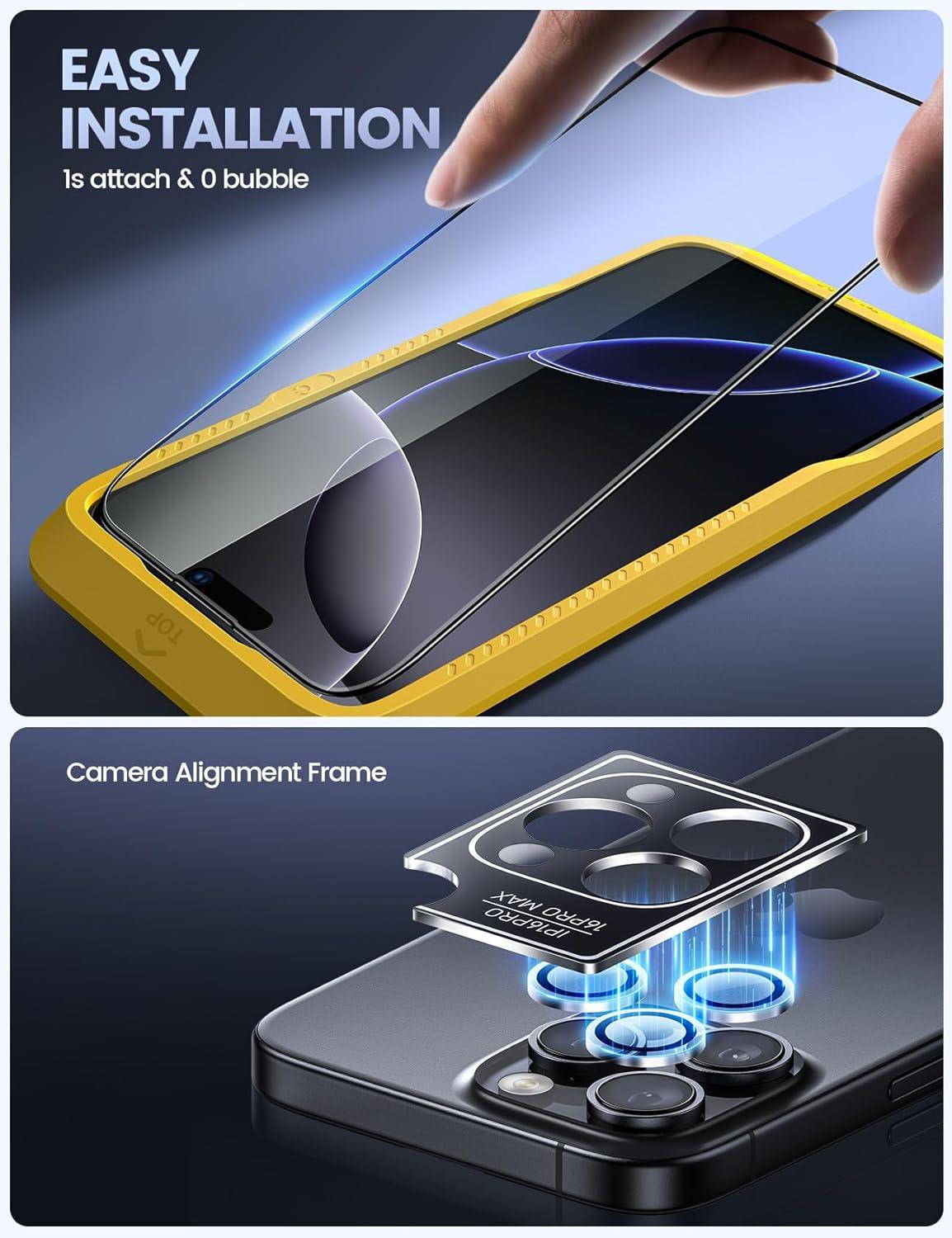 imageLamicall 22 for iPhone 16 Pro Max Screen Protector 69quot with Camera Lens Protector Top 9H Tempered Glass Film Easy Alignment AntiScratch 0 Bubbles HD Clear for iPhone 16 Pro Max  2Pack16 Pro Max69