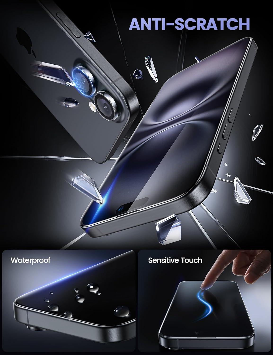 imageLamicall 22 for iPhone 16 Pro Max Screen Protector 69quot with Camera Lens Protector Top 9H Tempered Glass Film Easy Alignment AntiScratch 0 Bubbles HD Clear for iPhone 16 Pro Max  2Pack16 Plus67