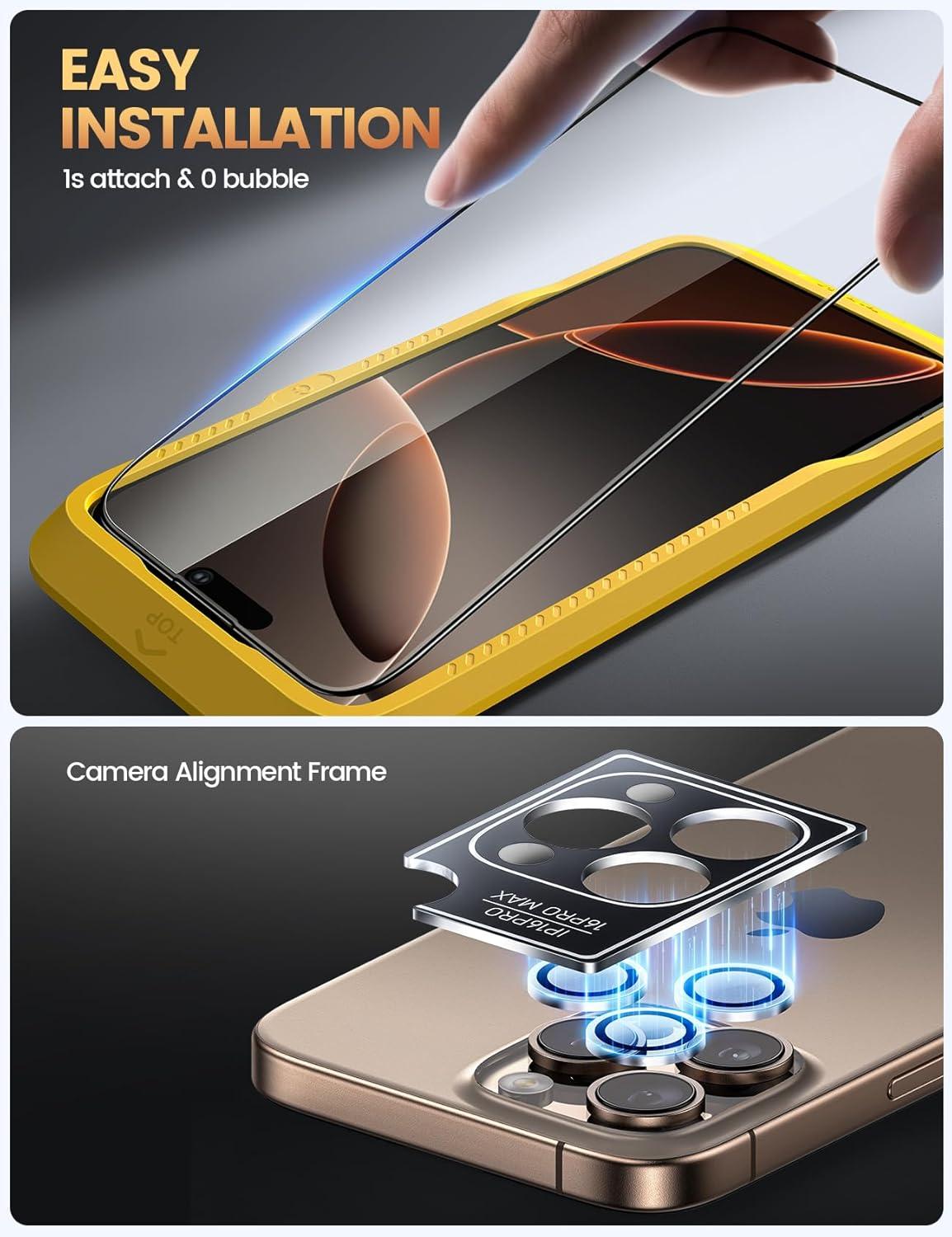imageLamicall 22 for iPhone 16 Pro Max Screen Protector 69quot with Camera Lens Protector Top 9H Tempered Glass Film Easy Alignment AntiScratch 0 Bubbles HD Clear for iPhone 16 Pro Max  2Pack16 Pro63