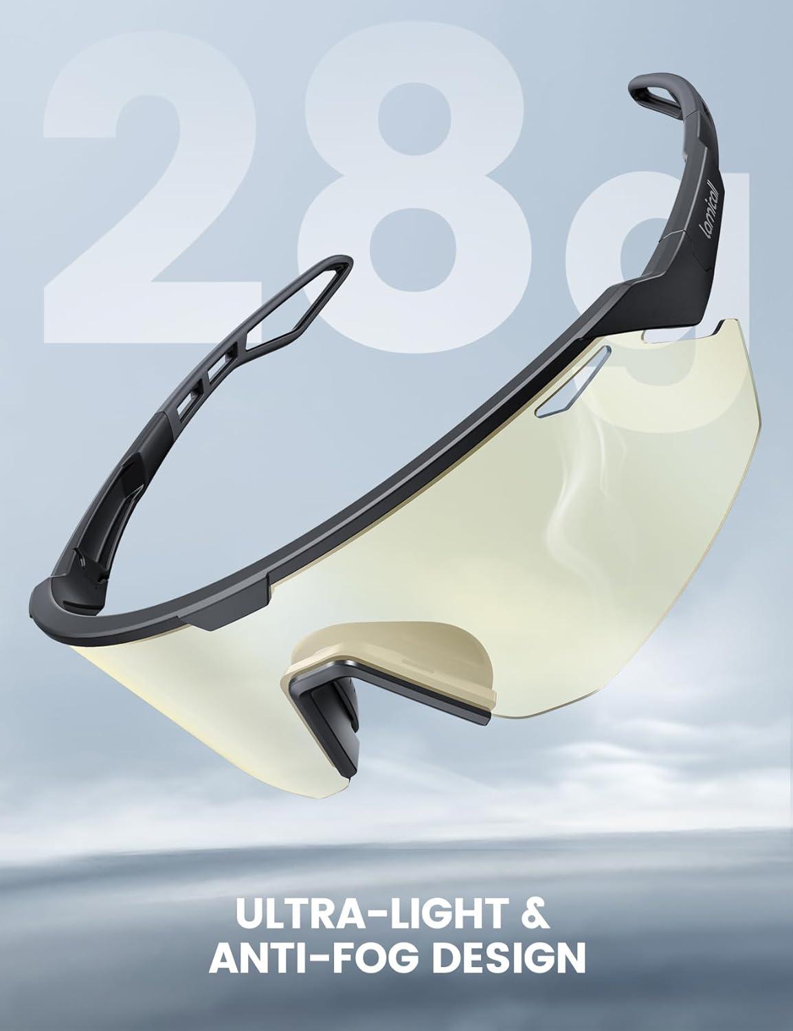 imageLamicall 24g Polarized Sports Sunglasses for Men Women  UV400 Protection Sun Glasses for Running Cycling Baseball FishingBlack Framephotochromic Gold Lens