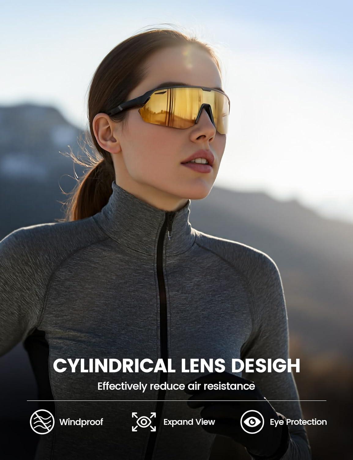 imageLamicall 24g Polarized Sports Sunglasses for Men Women  UV400 Protection Sun Glasses for Running Cycling Baseball FishingBlack Framephotochromic Gold Lens