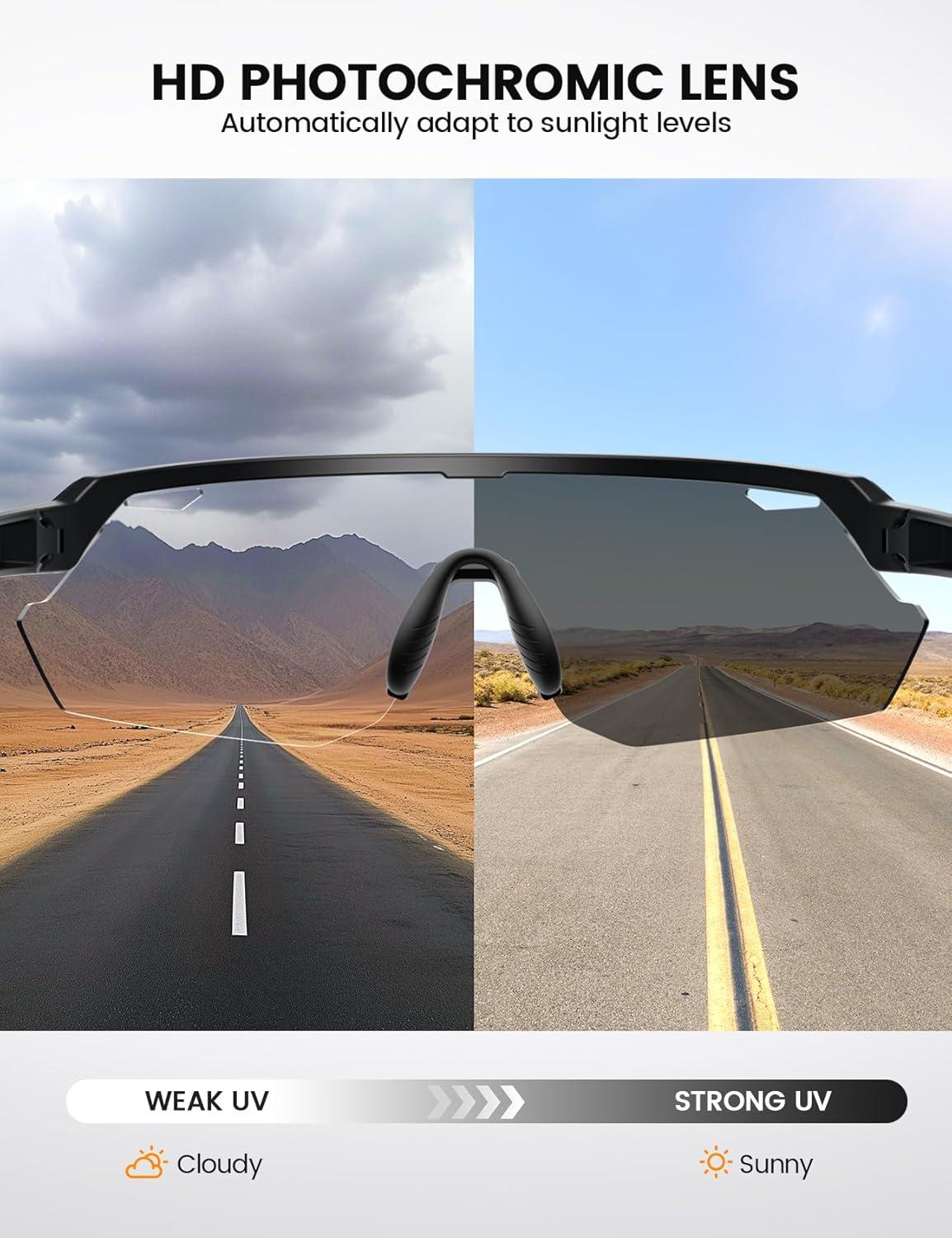imageLamicall 24g Polarized Sports Sunglasses for Men Women  UV400 Protection Sun Glasses for Running Cycling Baseball FishingBlack Framephotochromic Gold Lens