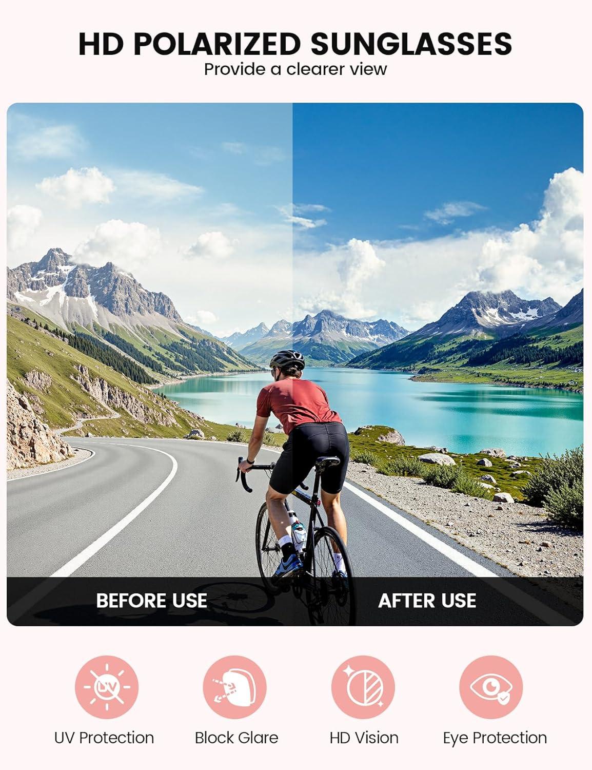 imageLamicall 24g Polarized Sports Sunglasses for Men Women  UV400 Protection Sun Glasses for Running Cycling Baseball FishingTransparent Framepink Lens