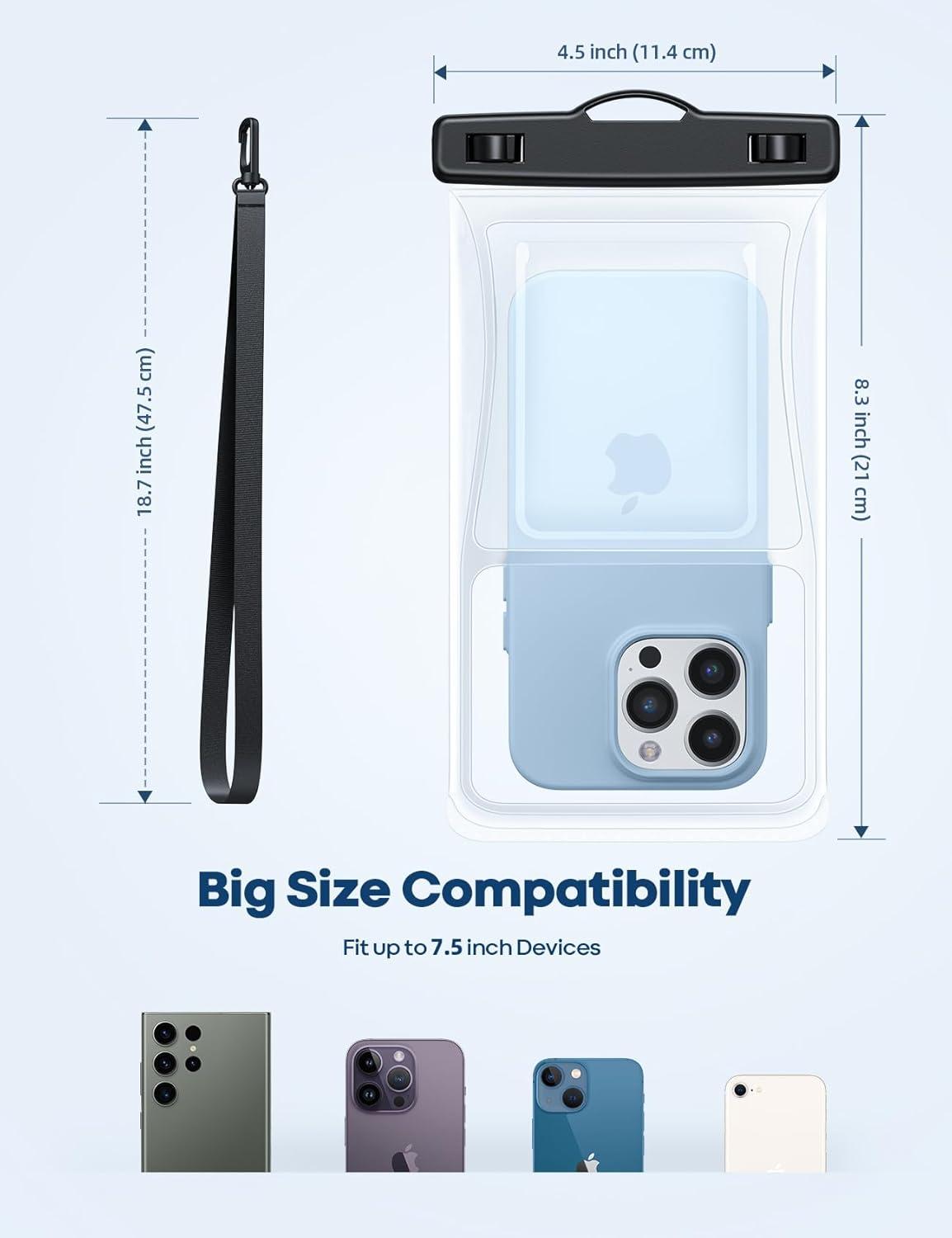imageLamicall 2PCS Waterproof Phone Pouch Floating  88quot Soft 3D Seamless Design IPX8 Water Proof Cell Phone for Beach Dry Bag Beach Essentials for Cruise Travel Protector for 47 inches Phone