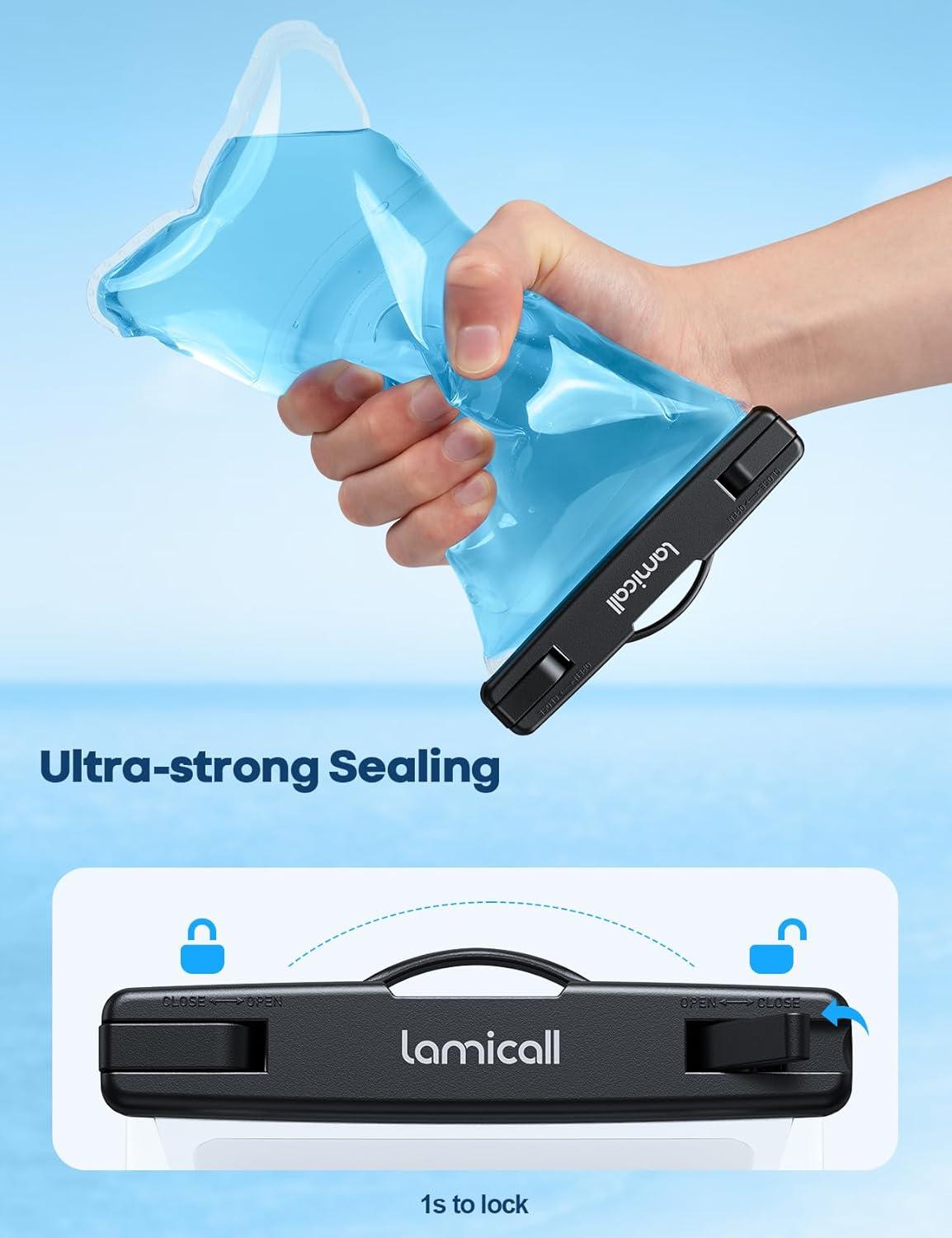 imageLamicall 2PCS Waterproof Phone Pouch Floating  88quot Soft 3D Seamless Design IPX8 Water Proof Cell Phone for Beach Dry Bag Beach Essentials for Cruise Travel Protector for 47 inches Phone
