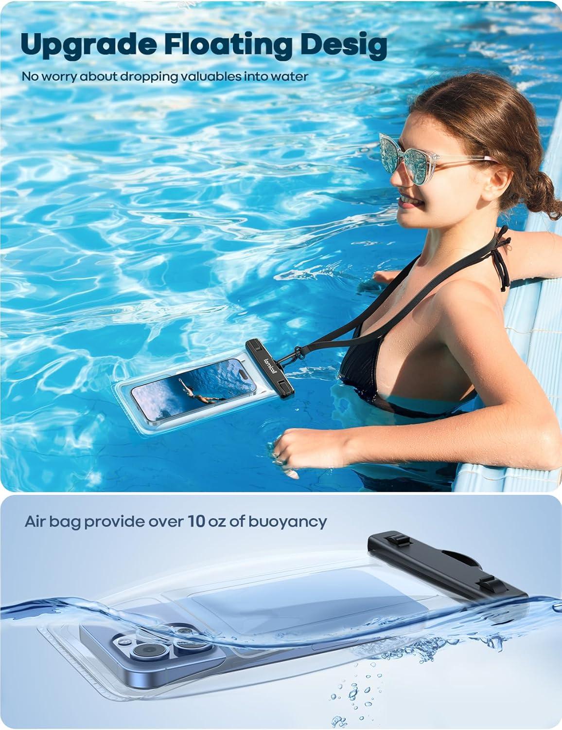 imageLamicall 2PCS Waterproof Phone Pouch Floating  88quot Soft 3D Seamless Design IPX8 Water Proof Cell Phone for Beach Dry Bag Beach Essentials for Cruise Travel Protector for 47 inches Phone