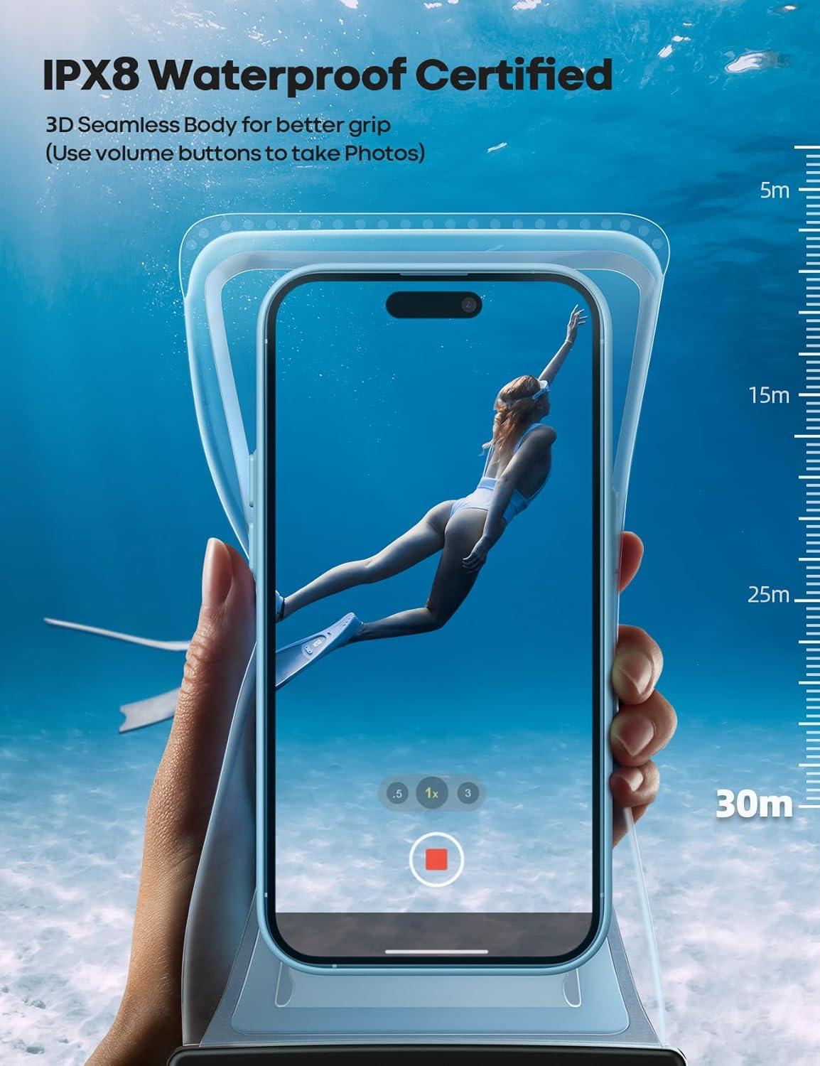imageLamicall 2PCS Waterproof Phone Pouch Floating  88quot Soft 3D Seamless Design IPX8 Water Proof Cell Phone for Beach Dry Bag Beach Essentials for Cruise Travel Protector for 47 inches Phone