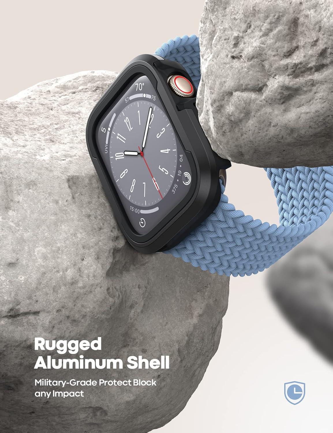 imageLamicall Aluminum Rugged Case Armor Designed for Apple Watch Case Series 8SE276SE54 45mm44mm Bumper Metal Watch Case Protective Armor Cover No Screen Protector Black