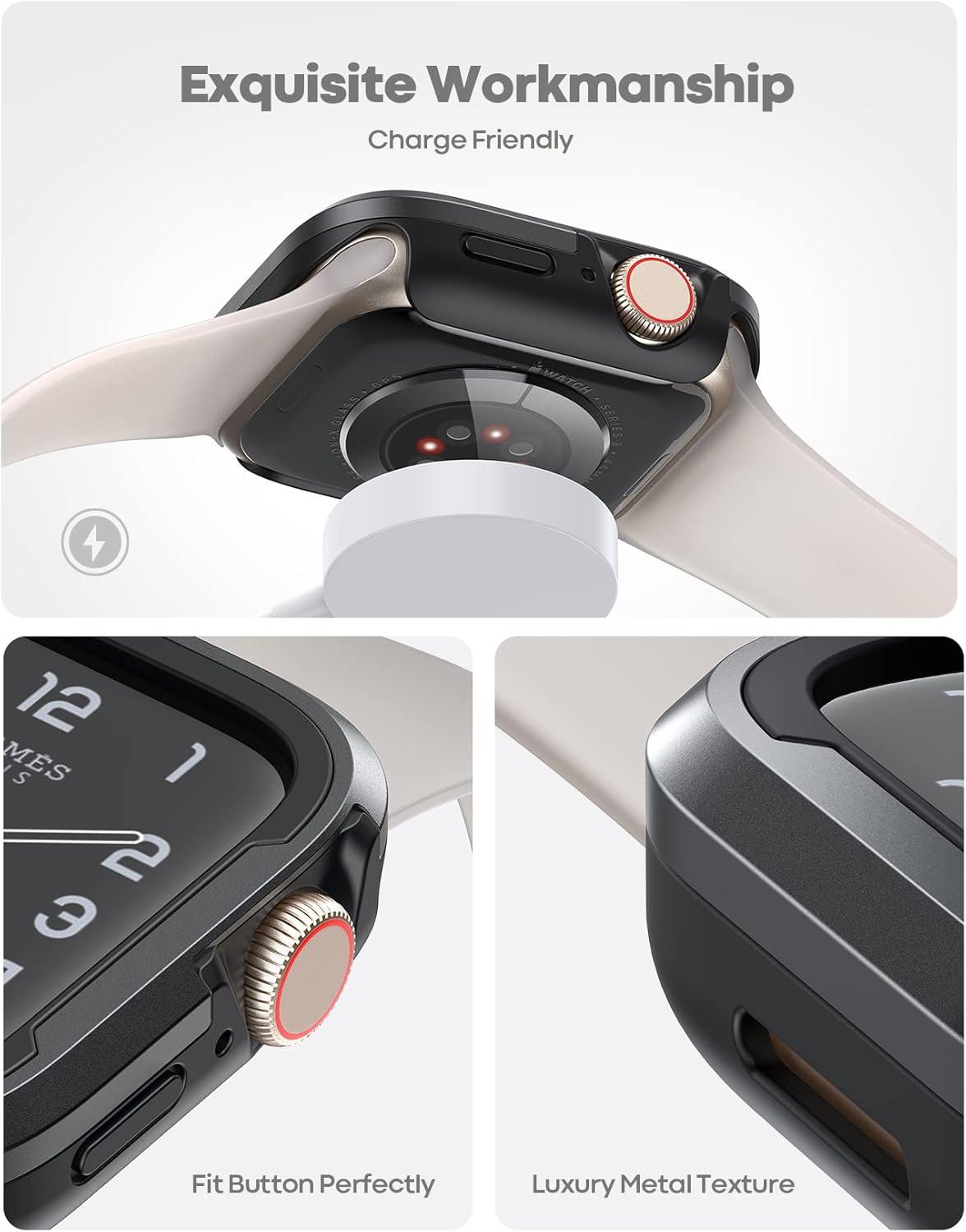 imageLamicall Aluminum Rugged Case Armor Designed for Apple Watch Case Series 8SE276SE54 45mm44mm Bumper Metal Watch Case Protective Armor Cover No Screen Protector Black