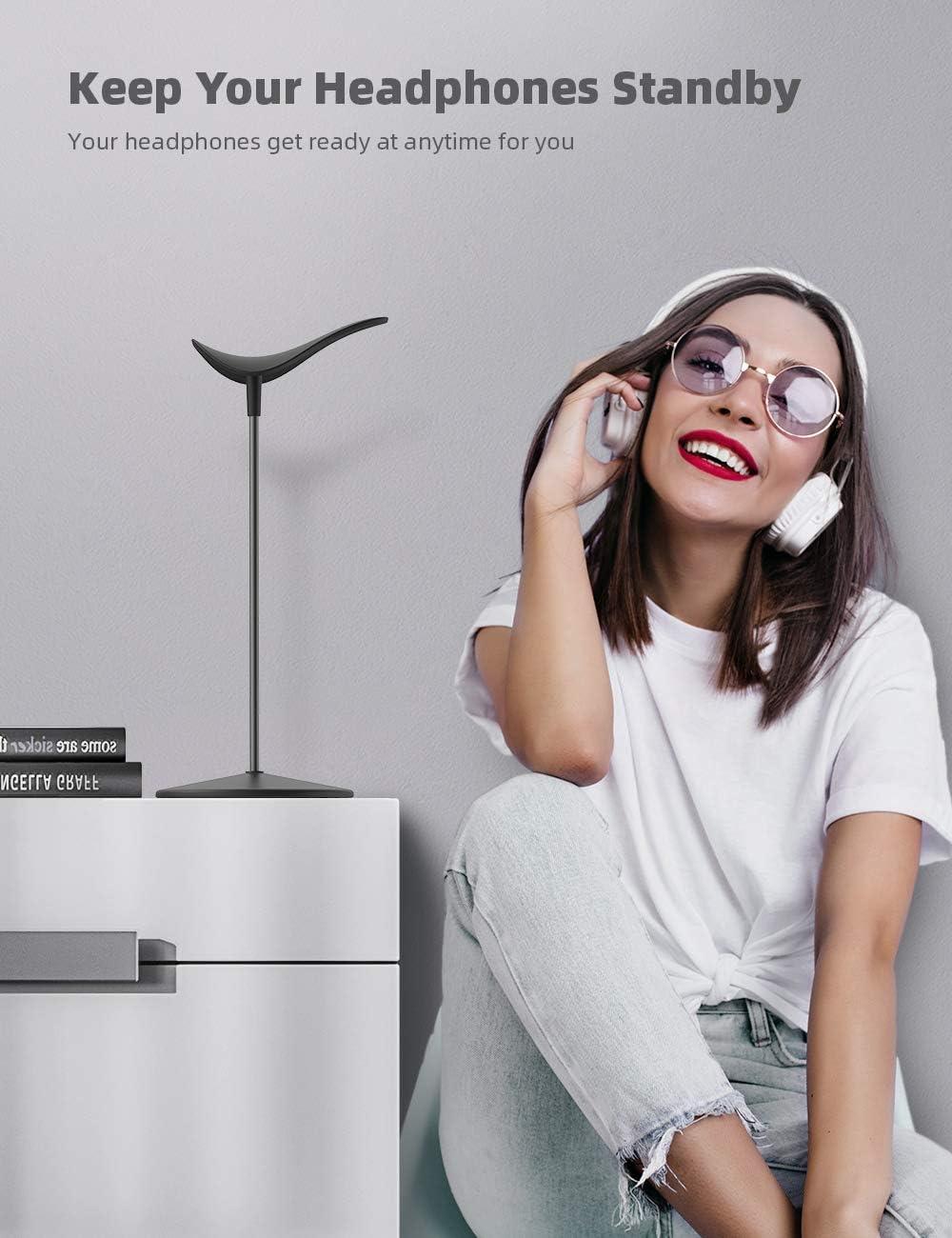 imageLamicall Headphone Stand Desktop Headset Holder  Desk Earphone Stand for All Headsets Such as Airpods Max HyperX Gaming Headphones BeatsSennheiser Music Headphones  BlackBlack