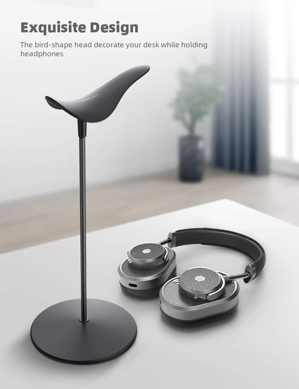imageLamicall Headphone Stand Desktop Headset Holder  Desk Earphone Stand for All Headsets Such as Airpods Max HyperX Gaming Headphones BeatsSennheiser Music Headphones  BlackBlack