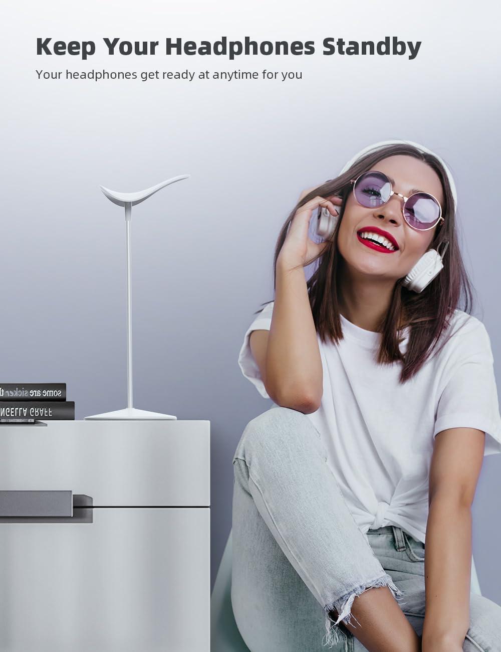 imageLamicall Headphone Stand Desktop Headset Holder  Desk Earphone Stand for All Headsets Such as Airpods Max HyperX Gaming Headphones BeatsSennheiser Music Headphones  BlackWhite