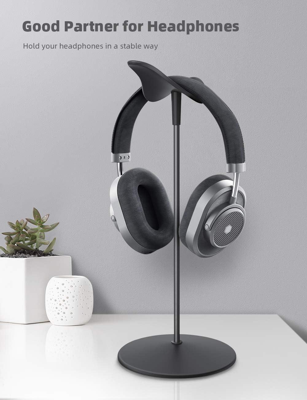 imageLamicall Headphone Stand Desktop Headset Holder  Desk Earphone Stand for All Headsets Such as Airpods Max HyperX Gaming Headphones BeatsSennheiser Music Headphones  BlackBlack
