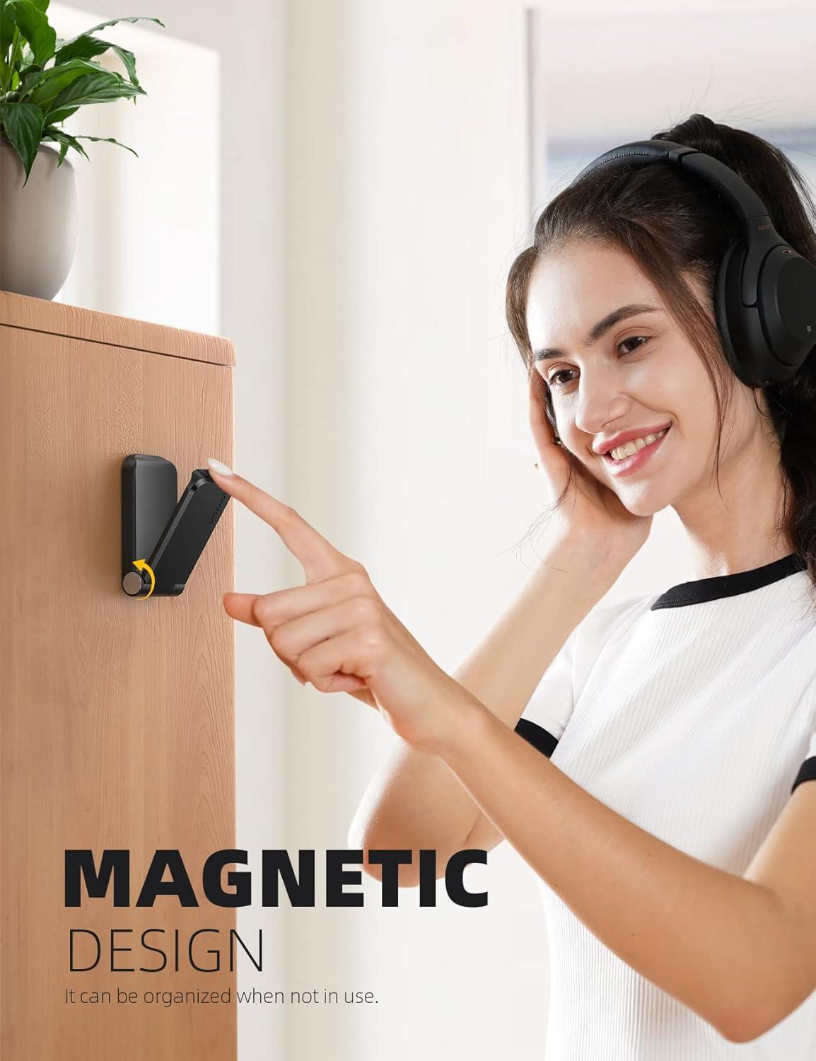 imageLamicall Headphone Stand Sticky Headset Hanger  Adhesive Headphone Holder Hook Mount Headset Stand Holder Clip Under Desk Earphone Clamp for Airpods Max HyperX Sennheiser BlackBlack  Two Pack