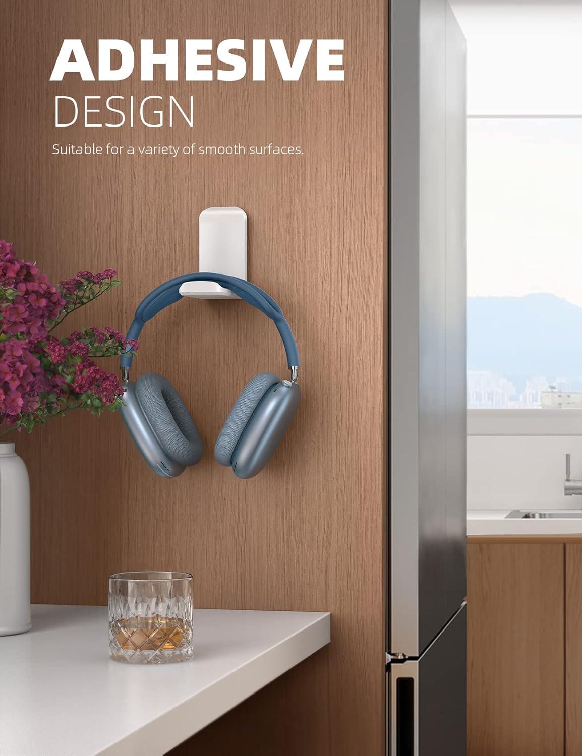 imageLamicall Headphone Stand Sticky Headset Hanger  Adhesive Headphone Holder Hook Mount Headset Stand Holder Clip Under Desk Earphone Clamp for Airpods Max HyperX Sennheiser BlackWhite  Two Pack