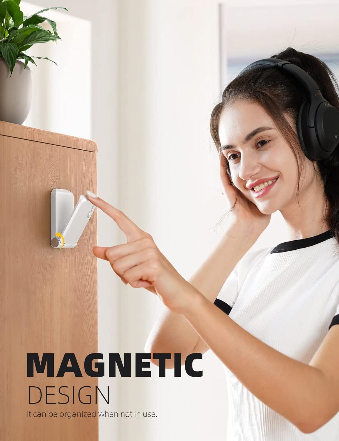 imageLamicall Headphone Stand Sticky Headset Hanger  Adhesive Headphone Holder Hook Mount Headset Stand Holder Clip Under Desk Earphone Clamp for Airpods Max HyperX Sennheiser BlackWhite  Two Pack