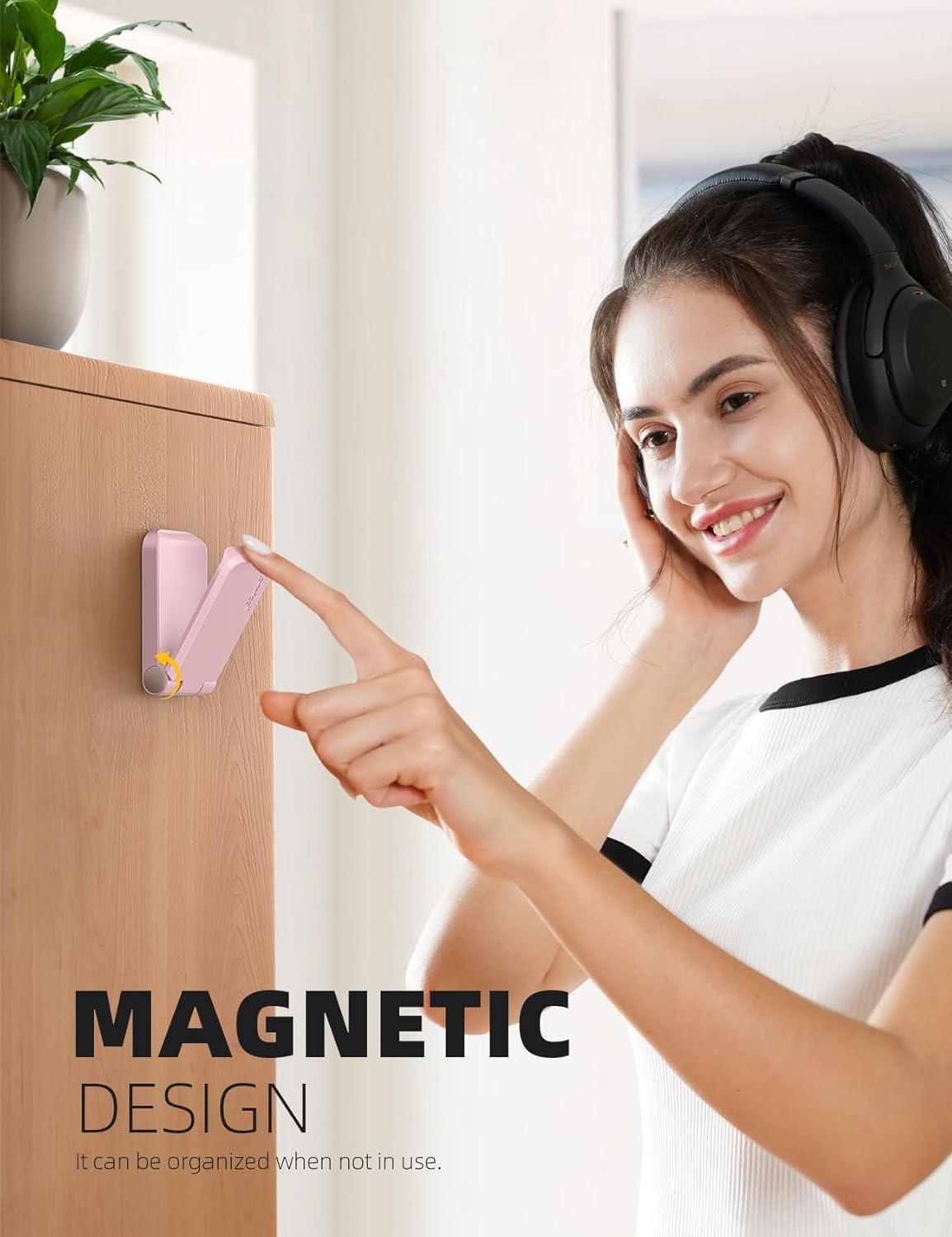 imageLamicall Headphone Stand Sticky Headset Hanger  Adhesive Headphone Holder Hook Mount Headset Stand Holder Clip Under Desk Earphone Clamp for Airpods Max HyperX Sennheiser BlackPink  One Pack