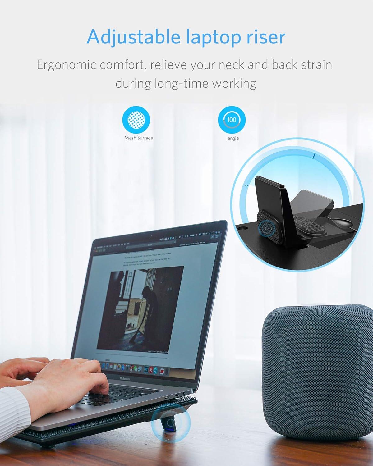 imageLamicall Laptop Cooling Pad Laptop Cooler  Portable Slim Laptop Cooling Stand Holder Riser with 5 Fans Compatible with MacBook Air Pro Dell XPS HP Alienware Laptop Notebooks Up to 156 Inch