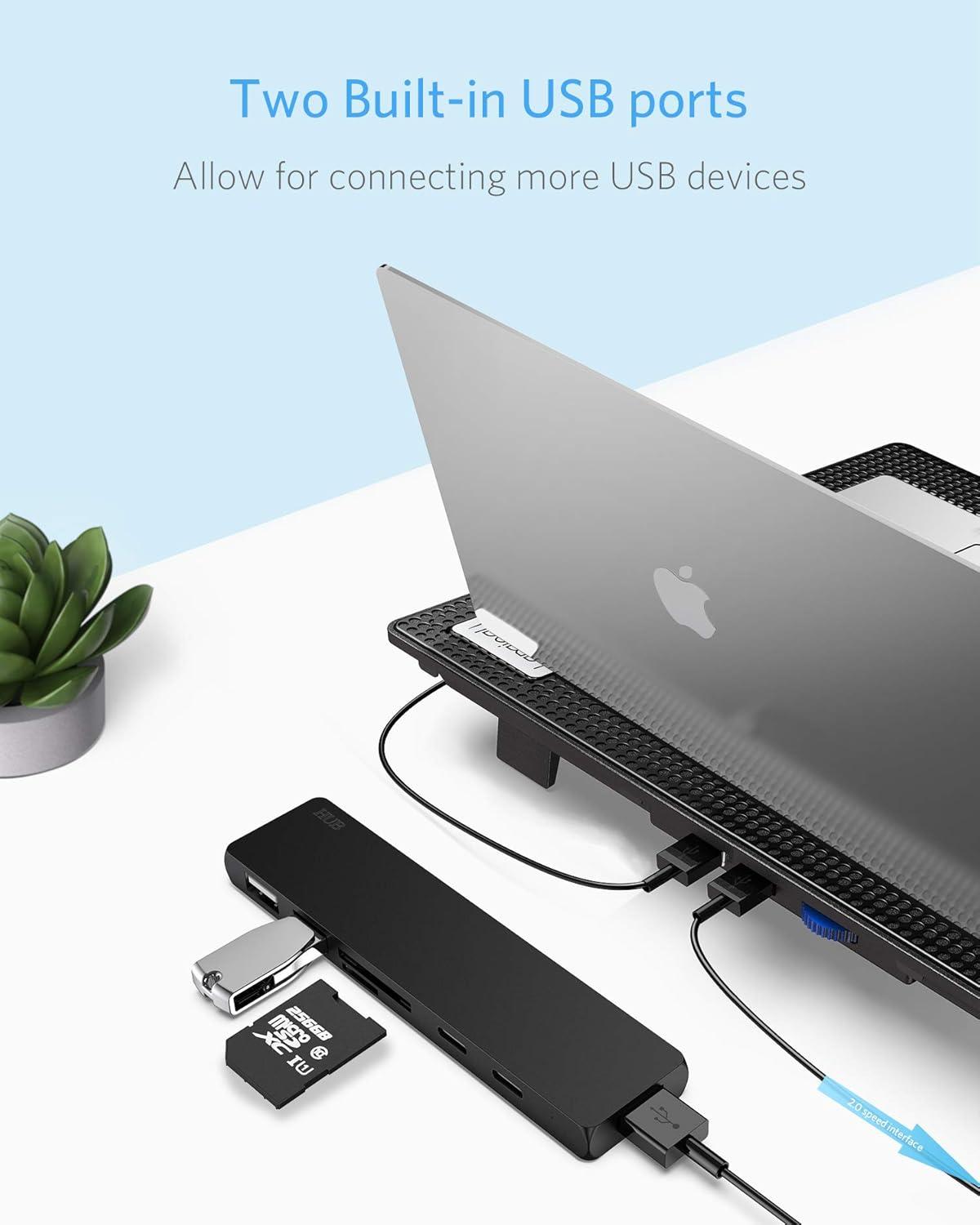 imageLamicall Laptop Cooling Pad Laptop Cooler  Portable Slim Laptop Cooling Stand Holder Riser with 5 Fans Compatible with MacBook Air Pro Dell XPS HP Alienware Laptop Notebooks Up to 156 Inch
