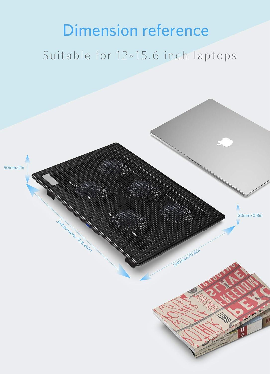 imageLamicall Laptop Cooling Pad Laptop Cooler  Portable Slim Laptop Cooling Stand Holder Riser with 5 Fans Compatible with MacBook Air Pro Dell XPS HP Alienware Laptop Notebooks Up to 156 Inch