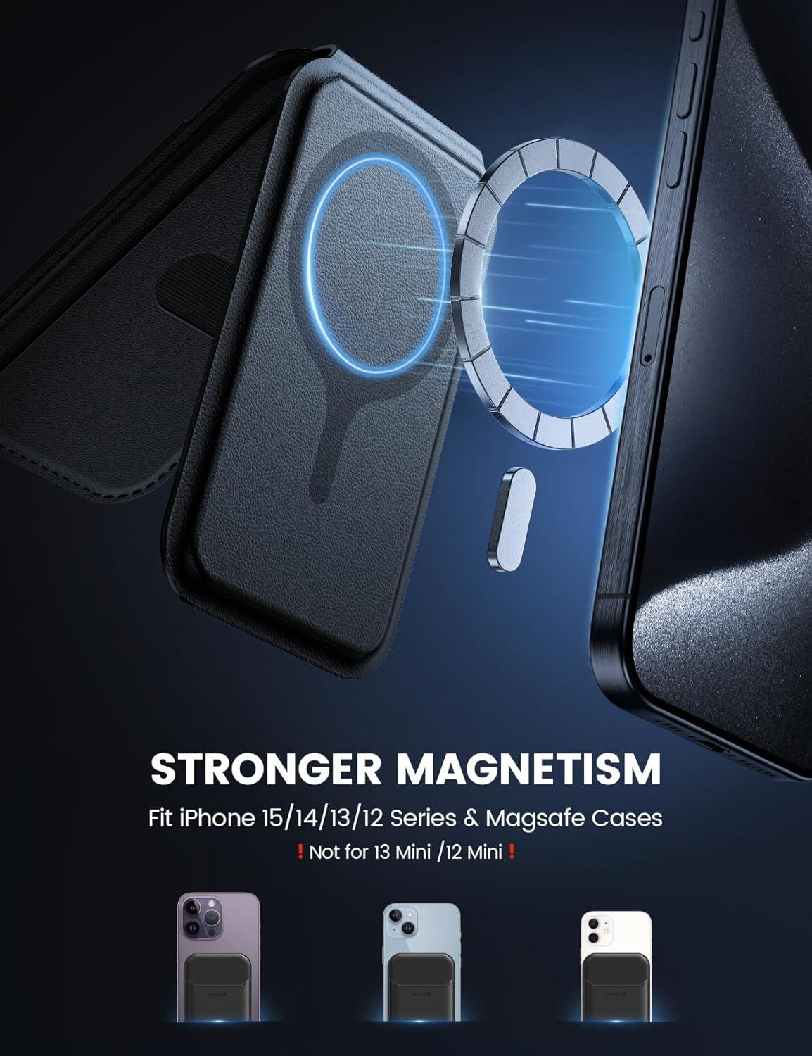 imageLamicall Lightweight for Magsafe Wallet Stand  Slim Magnetic Phone Card Holder Adjustable Leather Phone Wallet Stand Magnetic for iPhone 1615141312 Series Not for Mini Mag Safe AccessoriesClassic Black