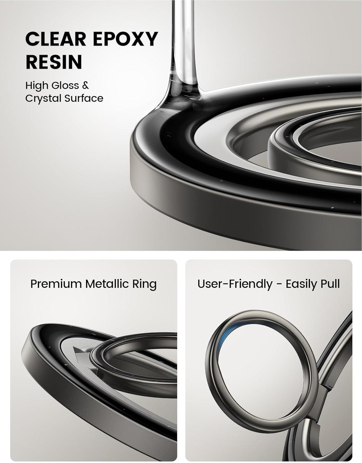 imageLamicall Magnetic Phone Ring for MagSafe Grip  2025 Super Magnet Stylish Twinkle Ring Holder Stand with Upgrade Gear Hinge Mag Safe Accessory for iPhone 16 15 14 13 Pro Max Plus Glitter SilverMidnight Black