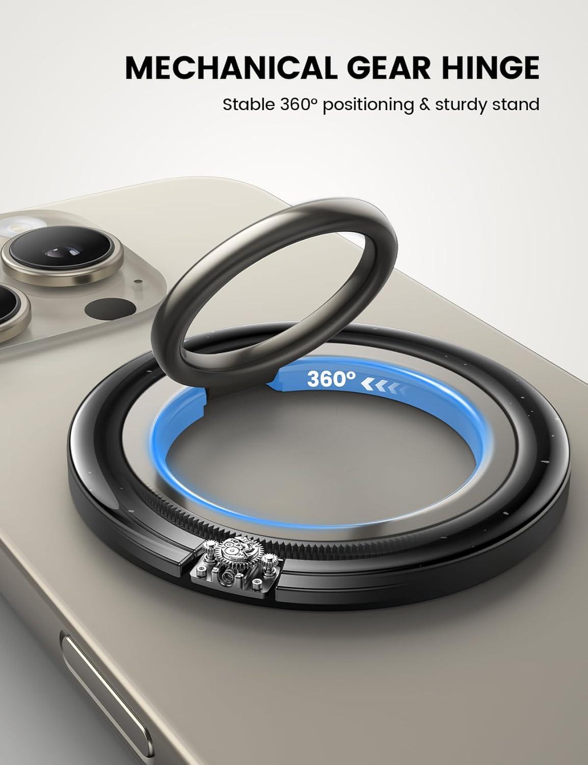 imageLamicall Magnetic Phone Ring for MagSafe Grip  2025 Super Magnet Stylish Twinkle Ring Holder Stand with Upgrade Gear Hinge Mag Safe Accessory for iPhone 16 15 14 13 Pro Max Plus Glitter SilverMidnight Black