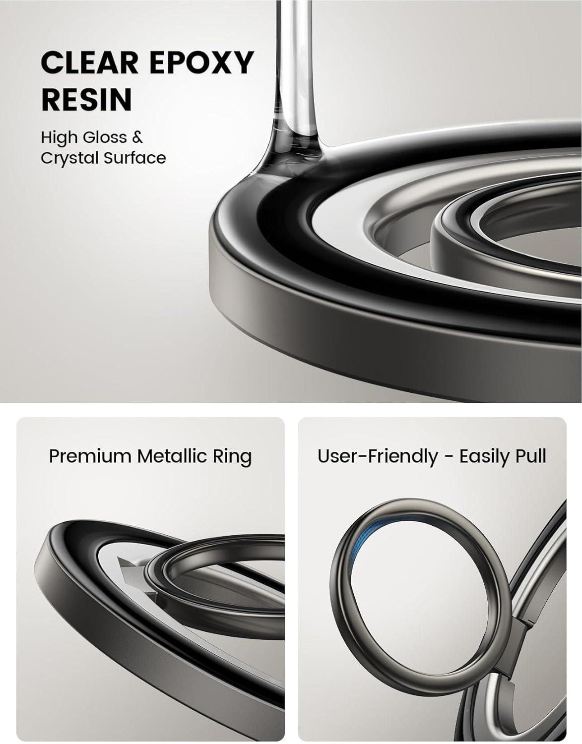 imageLamicall Magnetic Phone Ring for MagSafe Grip  2025 Super Magnet Stylish Twinkle Ring Holder Stand with Upgrade Gear Hinge Mag Safe Accessory for iPhone 16 15 14 13 Pro Max Plus Glitter SilverCrystal Black