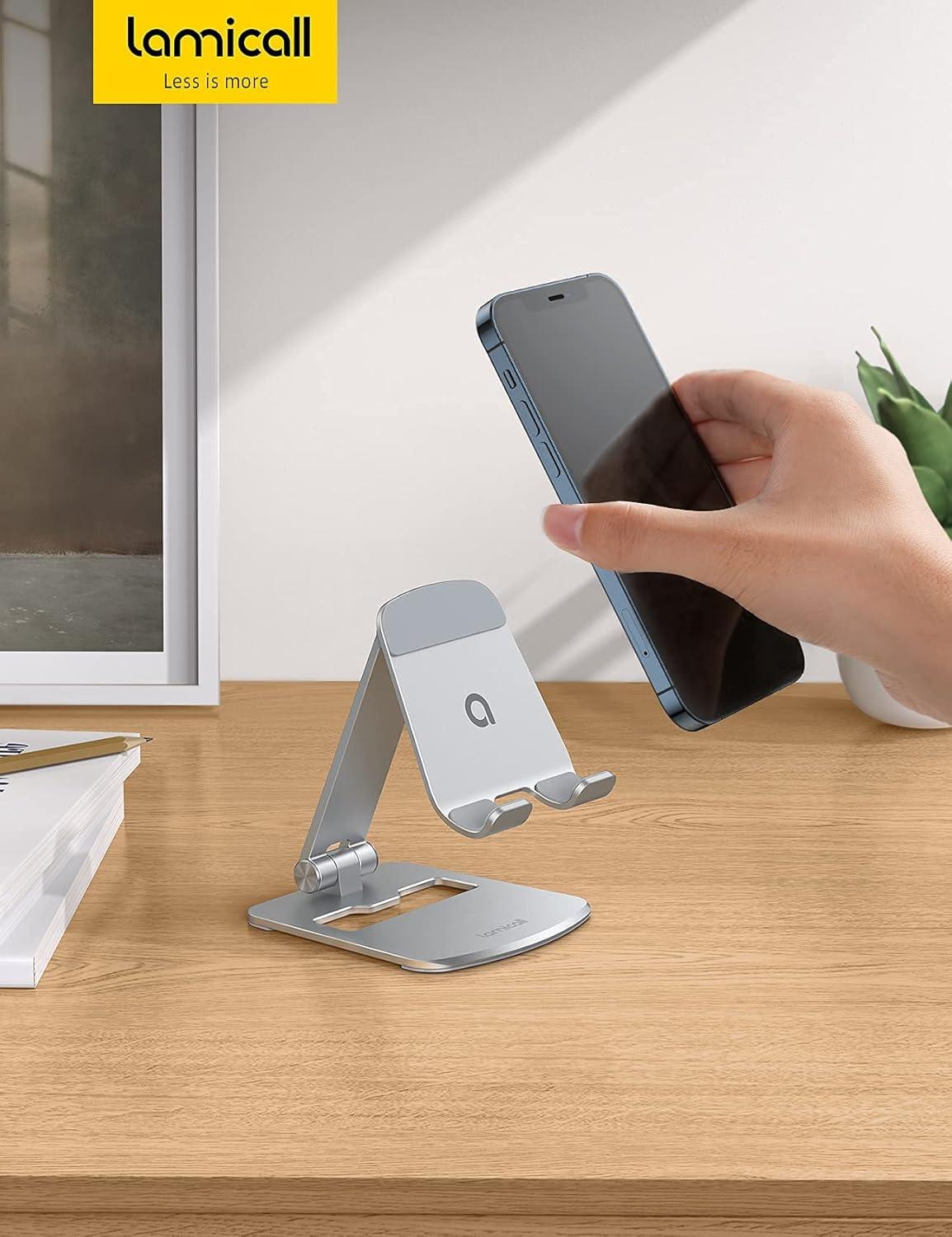 imageLamicall Phone Stand for Apple MagSafe Charger Not Fits 2024 Ver  Dual Hinge Collapsible Adjustable Charging Holder Dock for Desk Nightstand Fit for Airpods iPhone 16151413 SeriesOnly Standfor NonMagSafe  Stable Base Stand