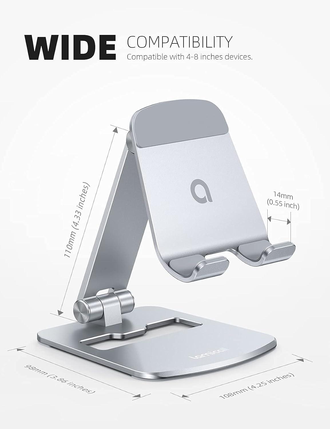 imageLamicall Phone Stand for Apple MagSafe Charger Not Fits 2024 Ver  Dual Hinge Collapsible Adjustable Charging Holder Dock for Desk Nightstand Fit for Airpods iPhone 16151413 SeriesOnly Standfor NonMagSafe  Stable Base Stand