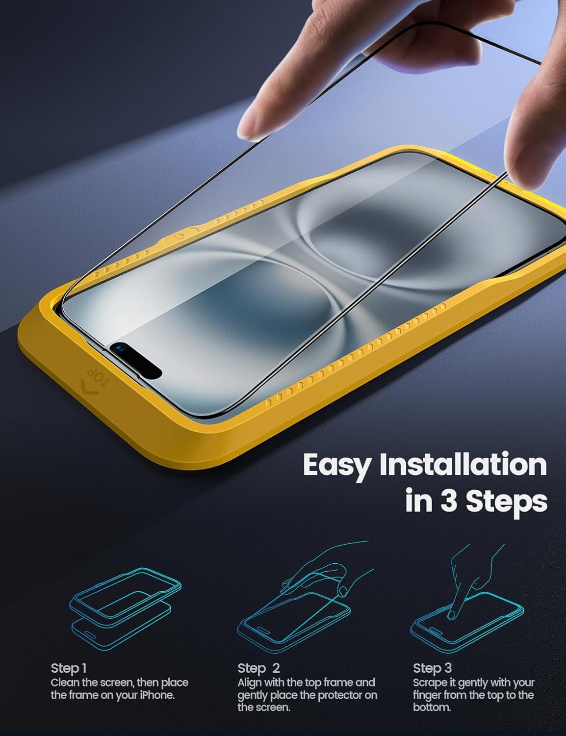 imageLamicall Professional Screen Protector for iPhone 1413 13 Pro 61 inch Military Grade Tempered Glass Film Ultra HDAnti FingerprintFull Screen ProtectionQuick Install Tool 9H 2 Pack16 61