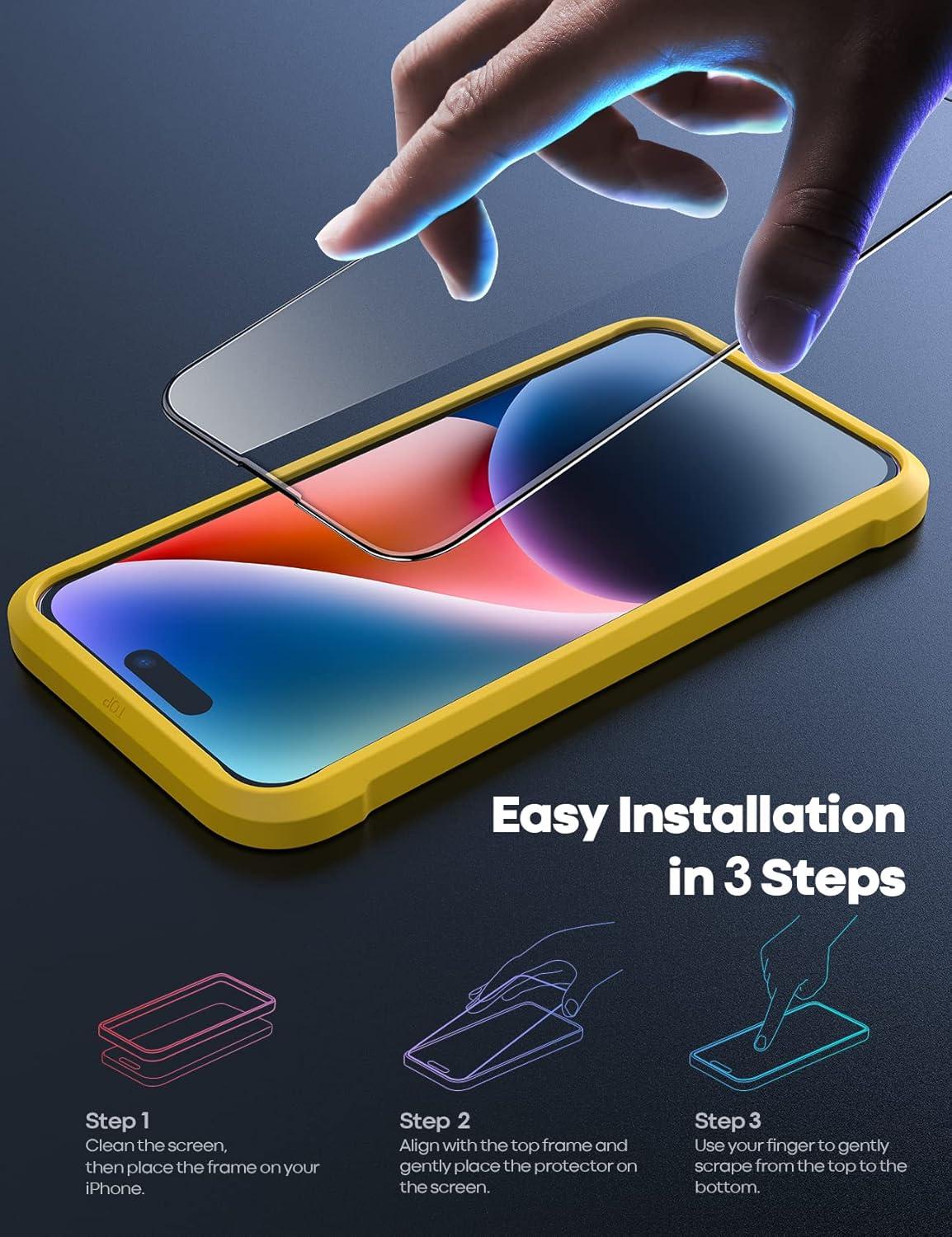 imageLamicall Professional Screen Protector for iPhone 1413 13 Pro 61 inch Military Grade Tempered Glass Film Ultra HDAnti FingerprintFull Screen ProtectionQuick Install Tool 9H 2 Pack14 Pro Max67