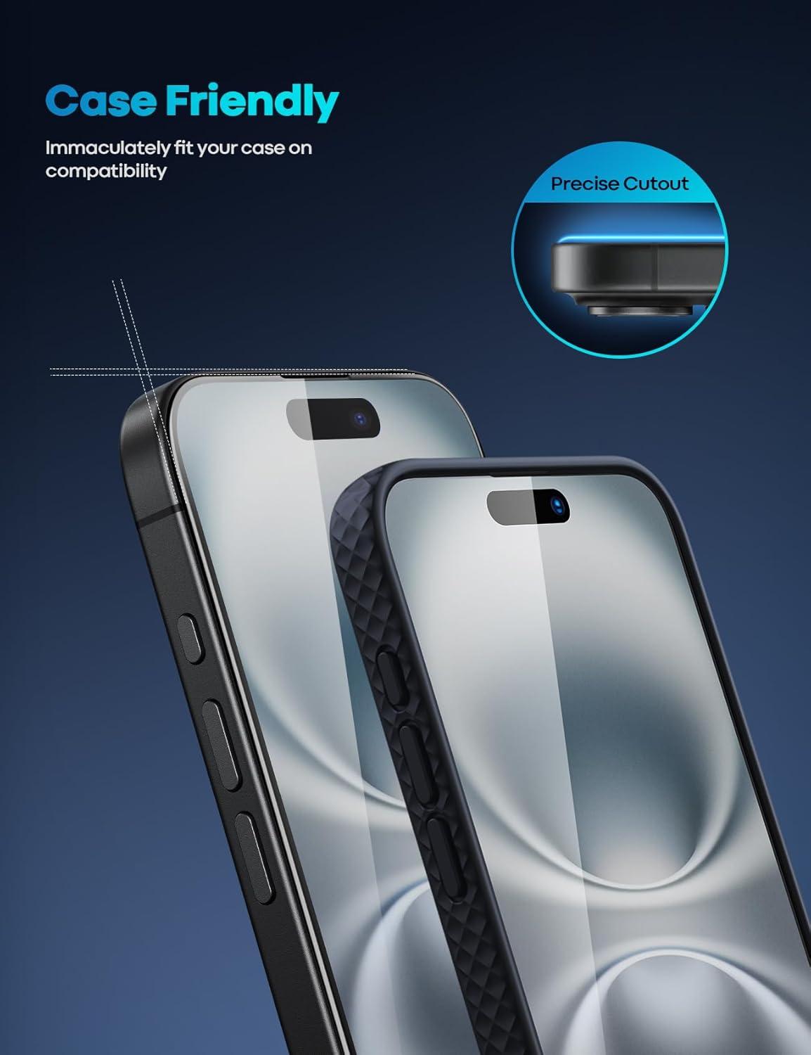 imageLamicall Professional Screen Protector for iPhone 1413 13 Pro 61 inch Military Grade Tempered Glass Film Ultra HDAnti FingerprintFull Screen ProtectionQuick Install Tool 9H 2 Pack16 61