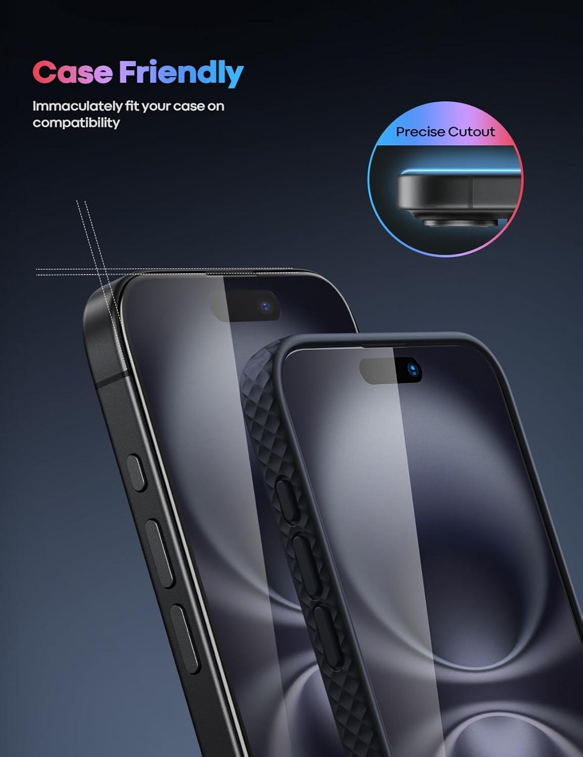 imageLamicall Professional Screen Protector for iPhone 1413 13 Pro 61 inch Military Grade Tempered Glass Film Ultra HDAnti FingerprintFull Screen ProtectionQuick Install Tool 9H 2 Pack16 Plus67