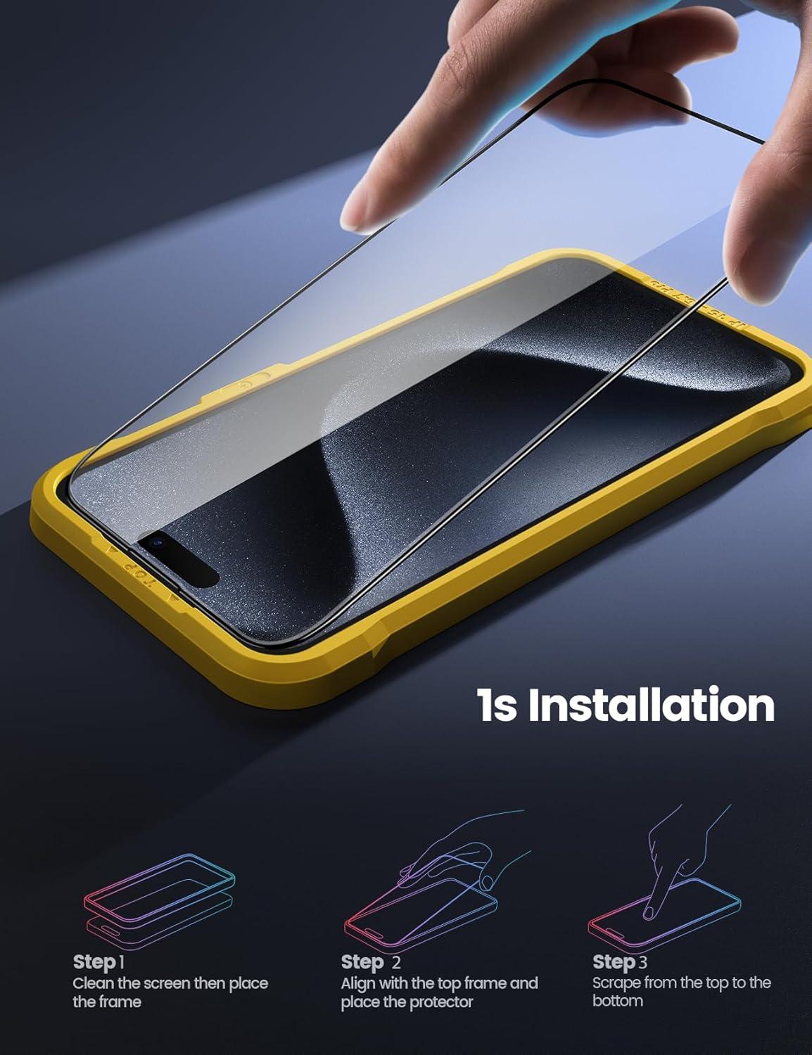 imageLamicall Professional Screen Protector for iPhone 1413 13 Pro 61 inch Military Grade Tempered Glass Film Ultra HDAnti FingerprintFull Screen ProtectionQuick Install Tool 9H 2 Pack15 Pro Max67