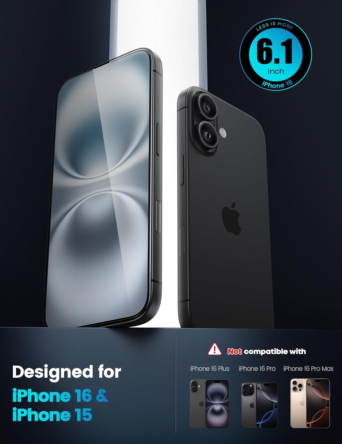 imageLamicall Professional Screen Protector for iPhone 1413 13 Pro 61 inch Military Grade Tempered Glass Film Ultra HDAnti FingerprintFull Screen ProtectionQuick Install Tool 9H 2 Pack16 61