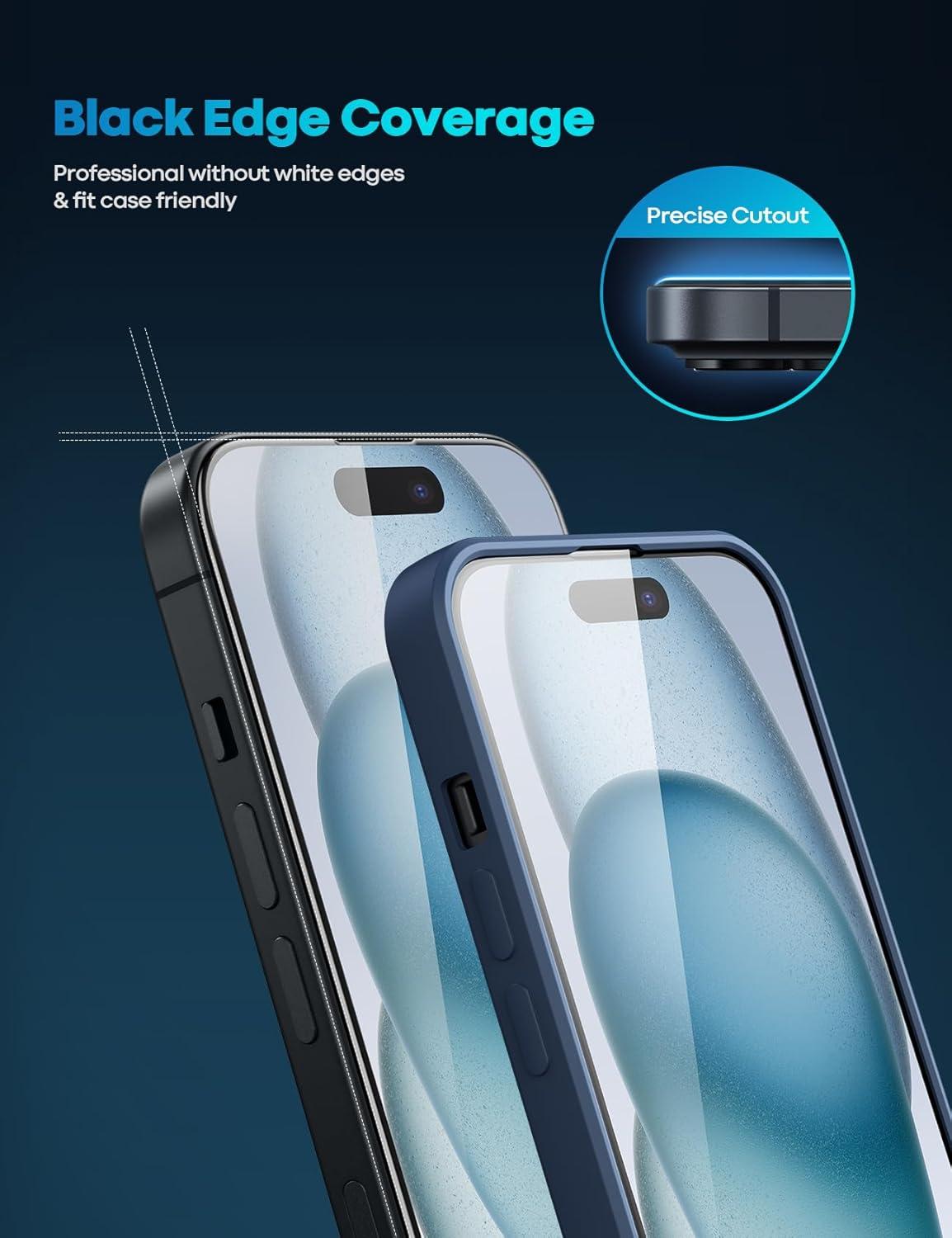 imageLamicall Professional Screen Protector for iPhone 1413 13 Pro 61 inch Military Grade Tempered Glass Film Ultra HDAnti FingerprintFull Screen ProtectionQuick Install Tool 9H 2 Pack15 61
