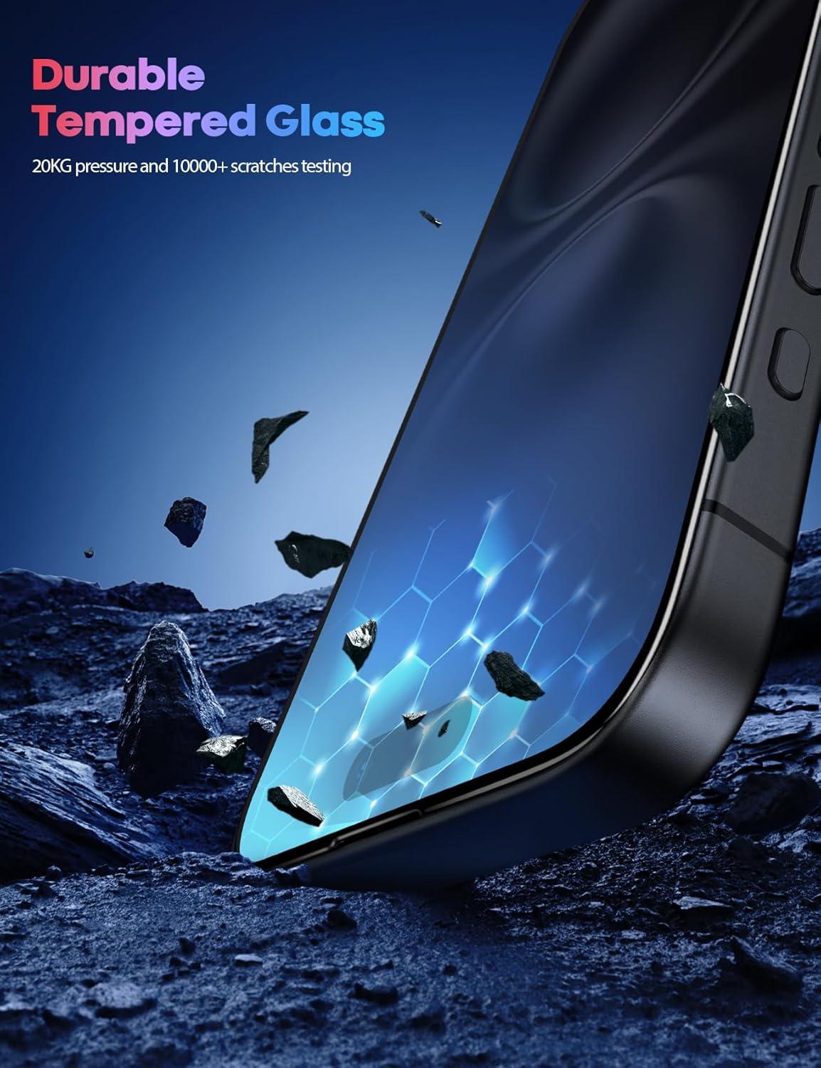 imageLamicall Professional Screen Protector for iPhone 1413 13 Pro 61 inch Military Grade Tempered Glass Film Ultra HDAnti FingerprintFull Screen ProtectionQuick Install Tool 9H 2 Pack16 Plus67