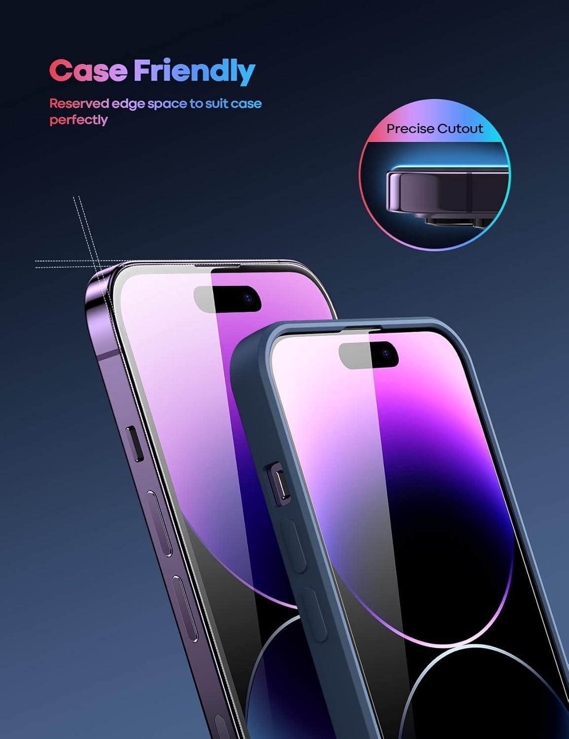 imageLamicall Professional Screen Protector for iPhone 1413 13 Pro 61 inch Military Grade Tempered Glass Film Ultra HDAnti FingerprintFull Screen ProtectionQuick Install Tool 9H 2 Pack14 Pro Max67